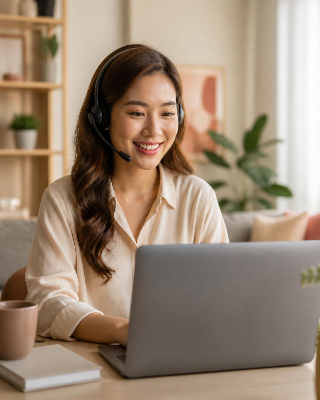 Filipino virtual assistant on a client video meeting