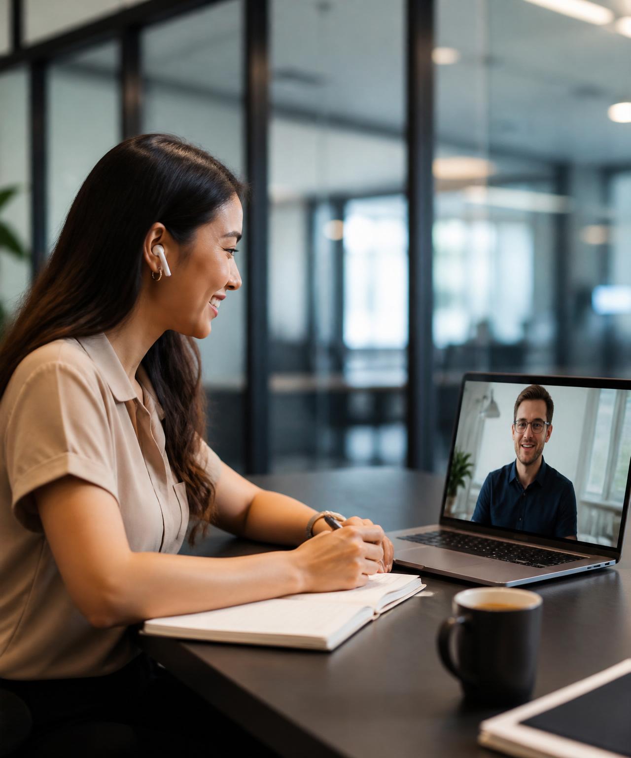 BridgeLink virtual assistant collaborating on a video call with a UK business owner